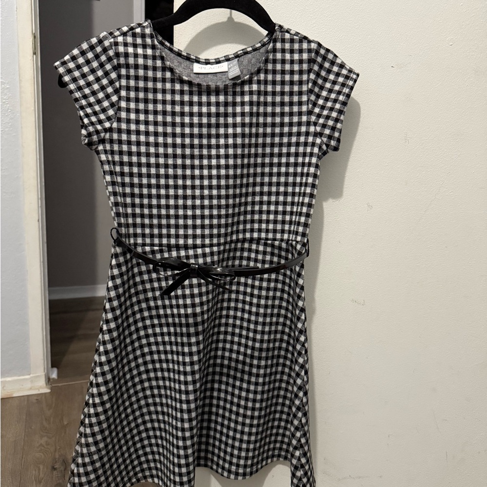 Classic Black and White Checkered Kids Dress